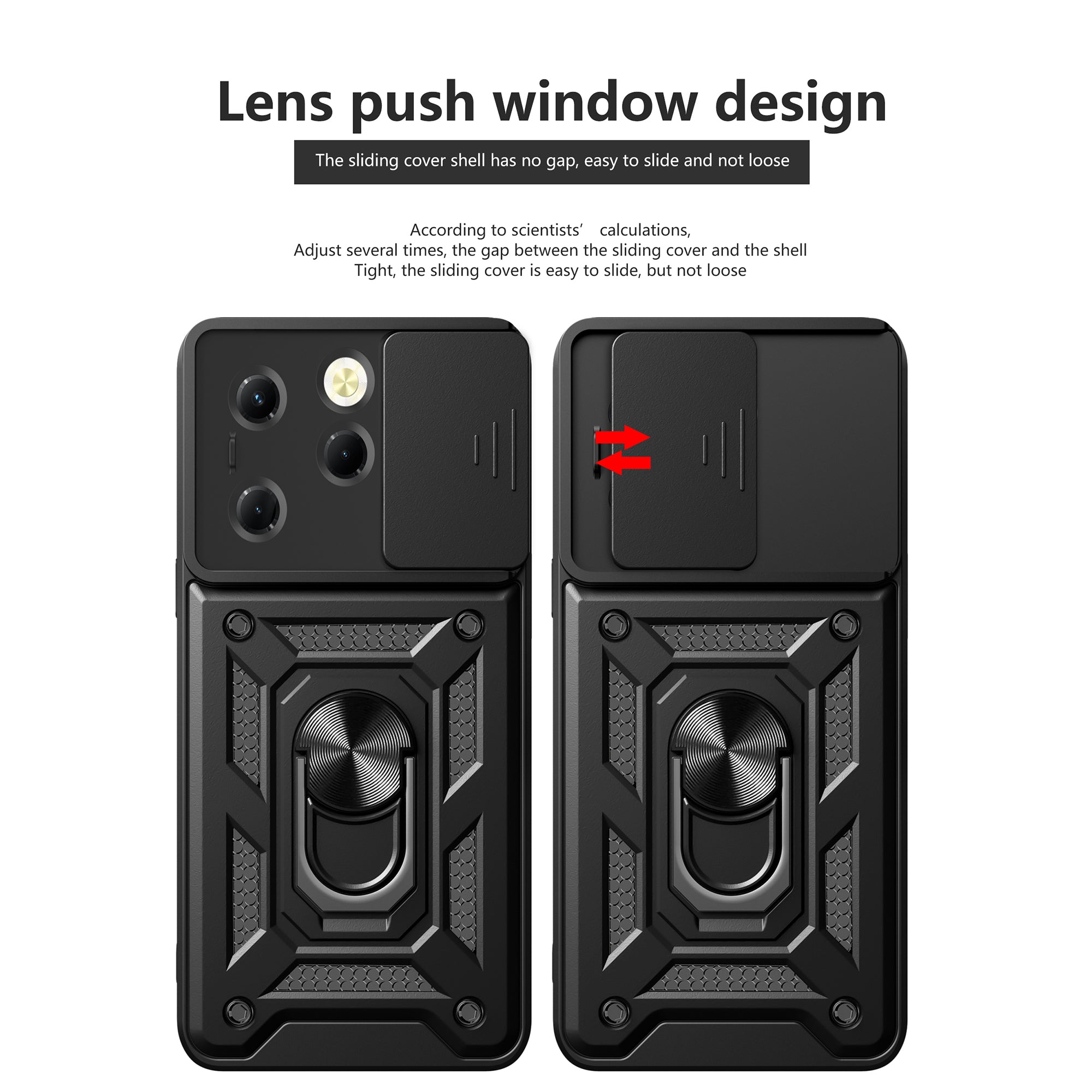 For Transsion Infinix Hot 40 / Hot 40 Pro Case Anti-fall PC+TPU Protective Shell with Slide Lens Cover For Transsion Infinix Hot 40 / Hot 40 Pro Case Anti-fall PC+TPU Protective Shell with Slide Lens Cover